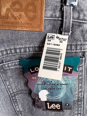 True Vintage Lee Jeans 28x30 NEW 80's LOOSE FIT TAPERED PREP PEWTER DENIM Gray